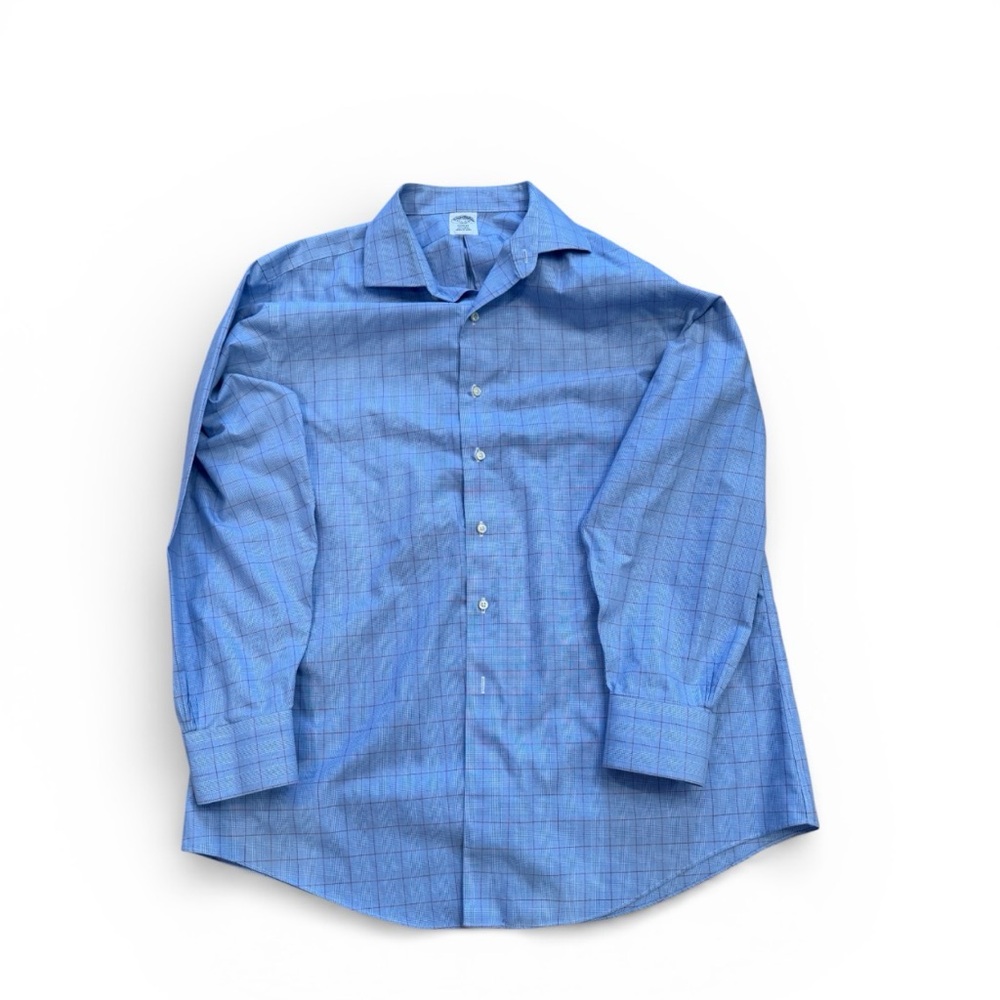 Men's Blue Checkered Brooks Brothers Button Down 7 1/2 4/5